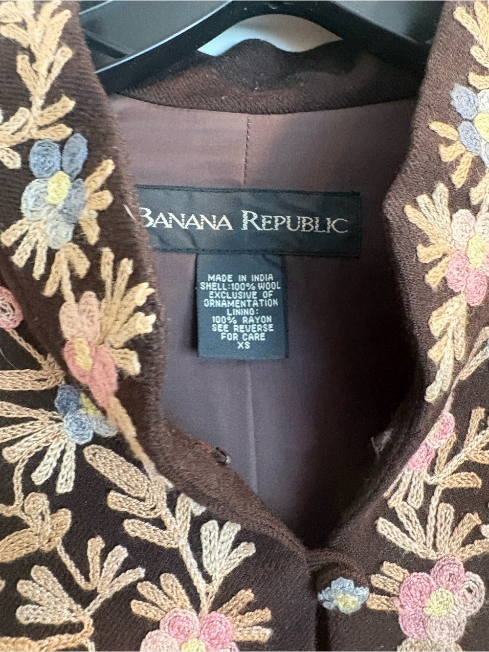 Banana Republic Brown Tunic with Pink & Cream Floral Embroidery - Picture 3 of 6